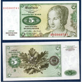 Allemagne RFA P.30a, SPL Billet de 5 Mark 1980 Junge Venezianerin