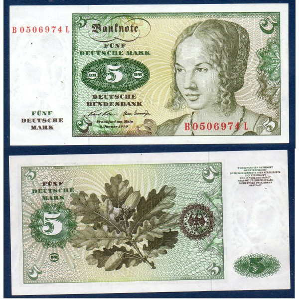 Allemagne RFA P.30a, SPL Billet de 5 Mark 1980 Junge Venezianerin