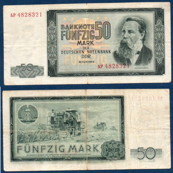 Allemagne RDA P.25a, TTB- Billet de 50 Mark 1964 Friedrich Engels