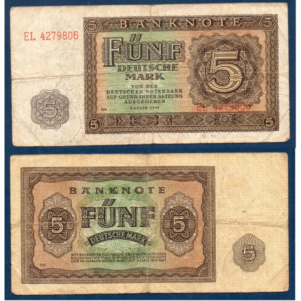 Allemagne RDA P.17, TB Billet de 5 Mark 1955