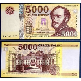 Hongrie P.205a, Neuf Billet de 5000 Forint 2016 Széchenyi Istvan