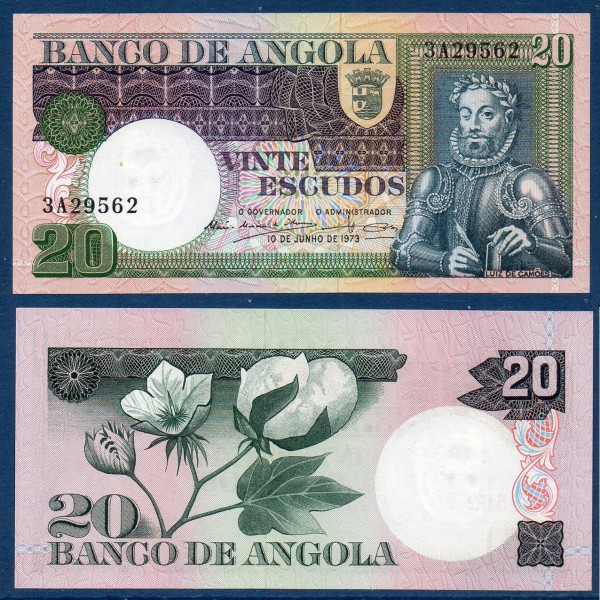Angola P.104a, neuf Billet de 20 Escudos 1973