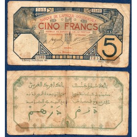 AOF P.5Bb, B Billet de 5 Francs 14.12.1922 Dakar