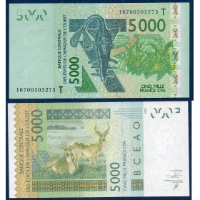BCEAO P.817Ta, neuf Billet de 5000 Francs CFA 2003 TOGO