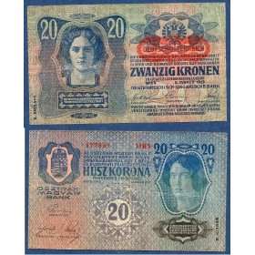 Autriche P.53a, TB Billet de 20 Kronen 1919 surchargé