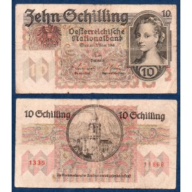 Autriche P.122, TB, Billet de 10 Schillings 1946 Münzturm