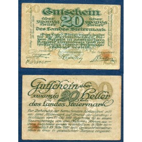 Autriche P.S136, TTB Billet de 20 heller 1919