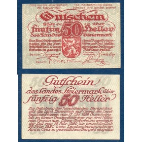Autriche P.S137, Spl Billet de 50 heller 1920