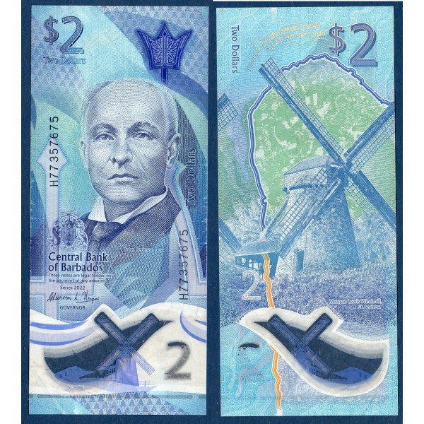 Barbade P.80a, TTB Billet de 2 dollars 2022  John Redman Bovell