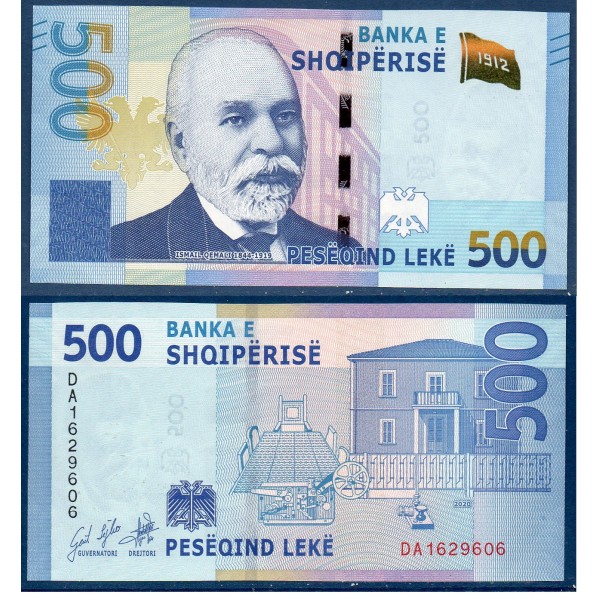 Albanie P.77a, Neuf Billet de 500 Leke 2020 Ismail Qemali