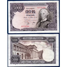 Espagne P.155, TTB Billet de 5000 pesetas 1976 Carlos III