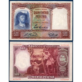 Espagne P.84, TTB Billet de 500 pesetas 1931 Elcano
