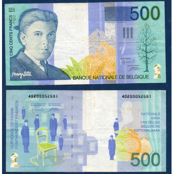 Belgique P.149, TTB Billet de 500 Francs Belge 1998 René Magritte
