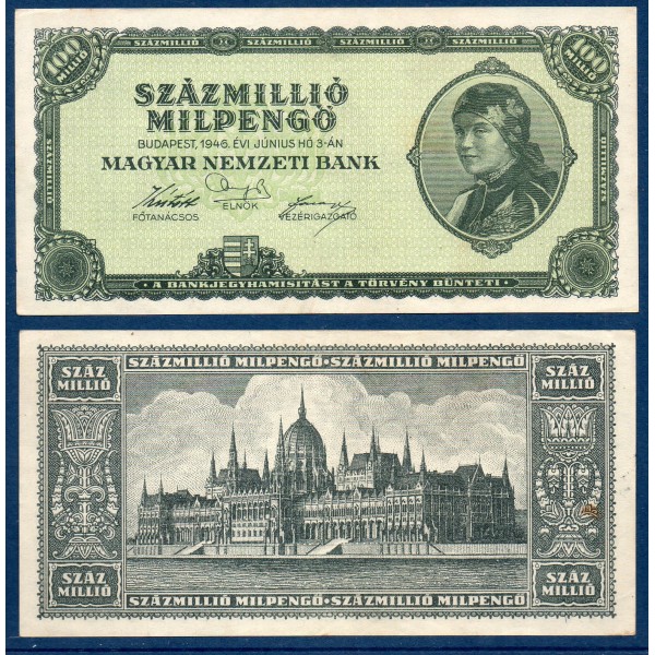 Hongrie P.130, TTB Billet de 100 millions Pengo 1946