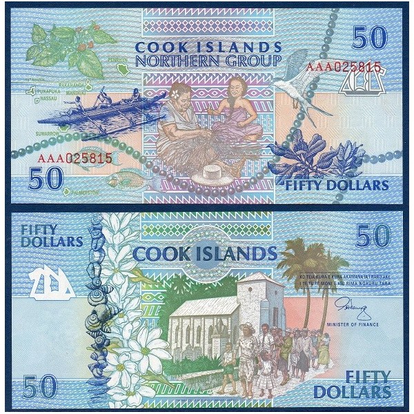 iles Cook Pick N°10a, Billet de banque de 20 dollars 1992