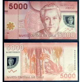 Chili P.163h, TTB Billet de 5000 Pesos 2021 Gabriela Mistral