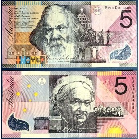 Australie P.56a, TB Billet de 5 Dollars 2001 Henry Parkes