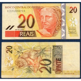 Bresil P.250b, TTB Billet de 20 reais 2002-2010