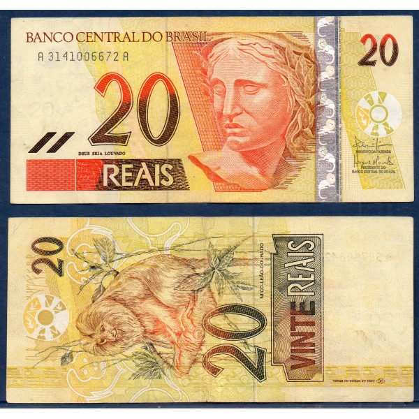 Bresil P.250b, TTB Billet de 20 reais 2002-2010