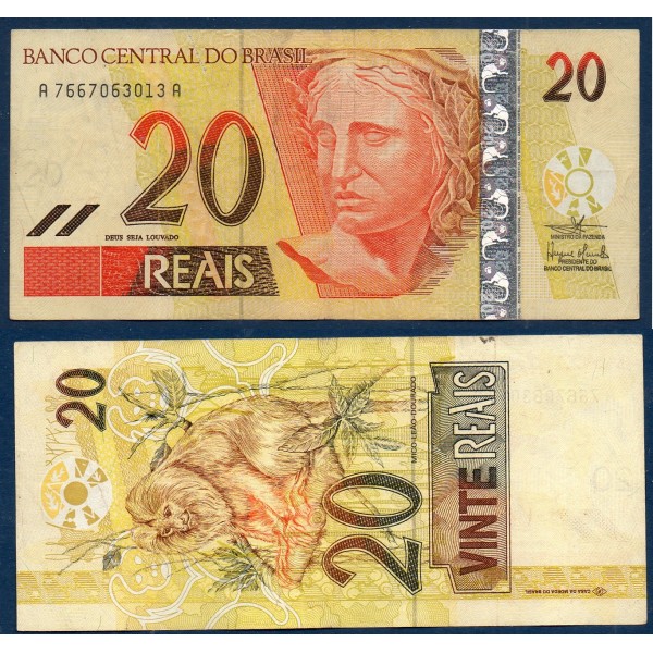 Bresil P.250c, TTB Billet de 20 reais 2002-2010