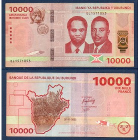 Burundi P.59, TTB, Billet de 10000 Francs 2022 plantes