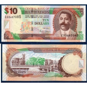 Barbade P.68a, Billet de 10 dollars 2007 Charles O'Neal
