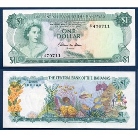 Bahamas P.35b, TTB Billet de 1 dollar 1974 Jardin marin