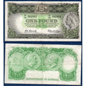 Australie P.30a, TB Billet de 1 pound 1953-1960 Commonwealth Elizabeth II