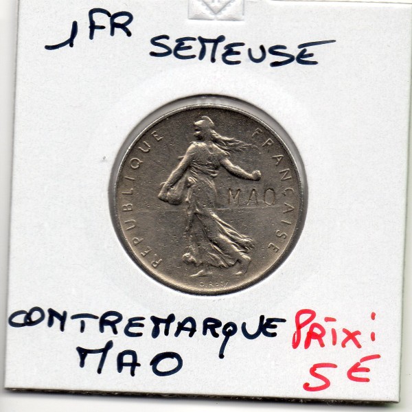 Monnaie 1 franc semeuse 1961 contremarqué MAO