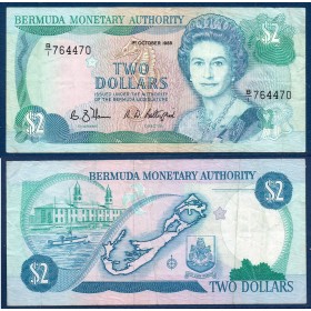 Bermudes P.34a, TTB Billet de 2 dollars 1988 port royal