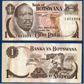Botswana P.1a, TB Billet de 1 Pula 1976 Seretse Khama