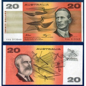 Australie P.46g, TTB Billet de 20 Dollars 1974-1994 Kingsford-Smith