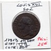 Sol 1791 D Lyon 1er semestre cuivre Louis XVI TTB
