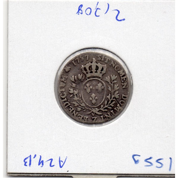 1/10 Ecu au bandeau 1757 Z Grenoble Louis XV TB-