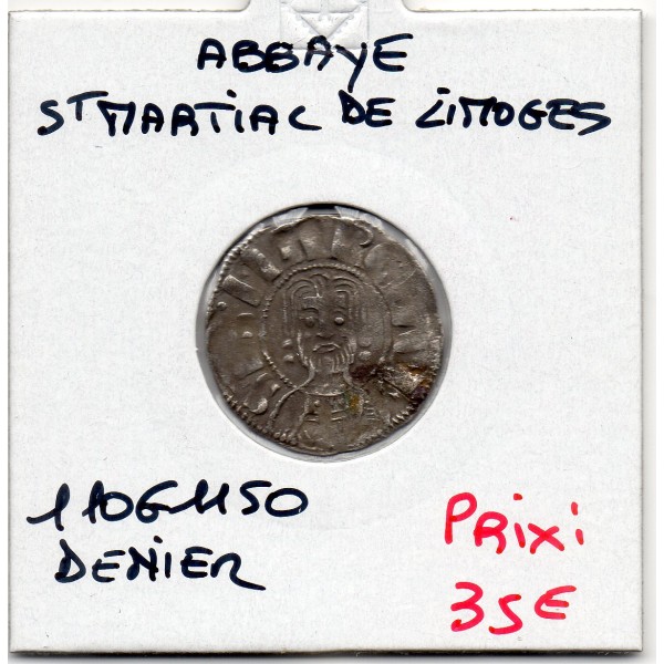 Limousin, Abbaye Saint Martial de Limoges, anonyme (1106-1150) Denier TTB