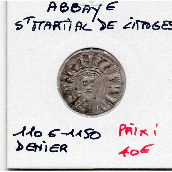 Limousin, Abbaye Saint Martial de Limoges, anonyme (1106-1150) Denier TTB