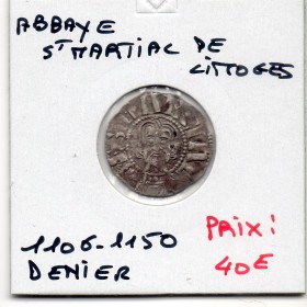 Limousin, Abbaye Saint Martial de Limoges, anonyme (1106-1150) Denier TTB