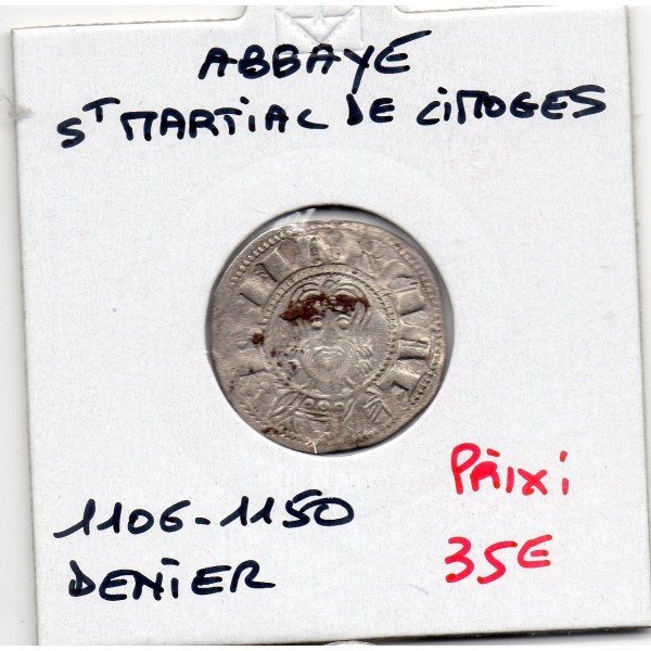 Limousin, Abbaye Saint Martial de Limoges, anonyme (1106-1150) Denier TTB