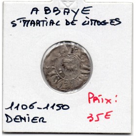 Limousin, Abbaye Saint Martial de Limoges, anonyme (1106-1150) Denier TTB