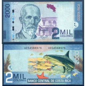 Costa Rica P.275b, TTB Billet de 2000 colones 2009 Mauro Fernandez Acuna