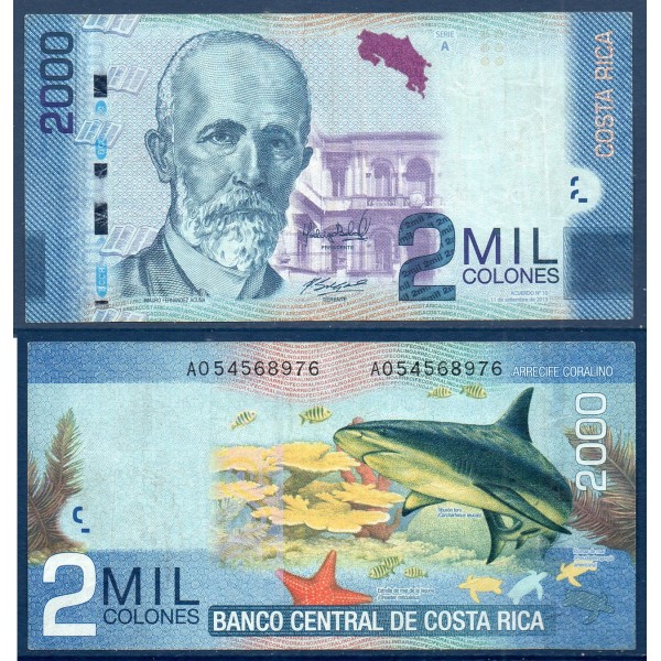 Costa Rica P.275b, TTB Billet de 2000 colones 2009 Mauro Fernandez Acuna