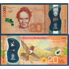 Costa Rica P.284a, Neuf Billet de 20000 colones 2018 Maria Isabel Carvajal