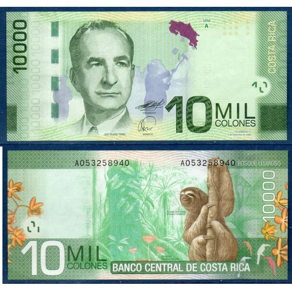 Costa Rica P.277a, Spl Billet de 10000 colones 2009 José Figueres Ferrer
