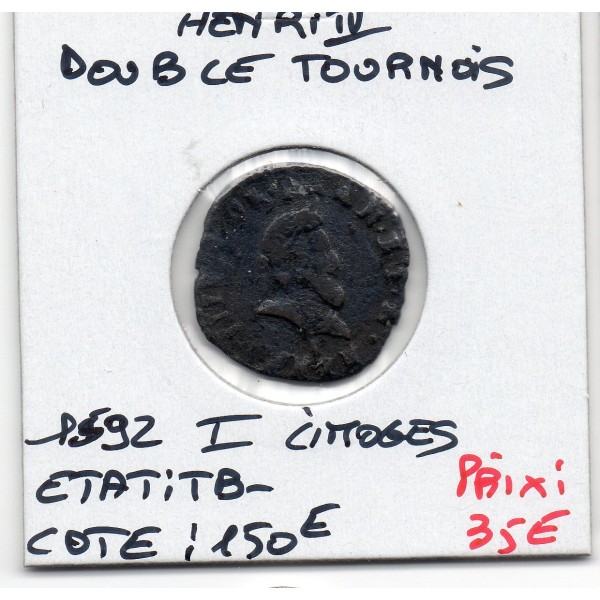 Double Tournois 1592 I Limoges Henri IV TB-