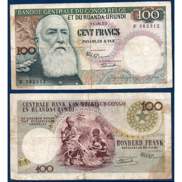 Congo Belge P.33a, TB Billet de 100 francs 1.6.1955