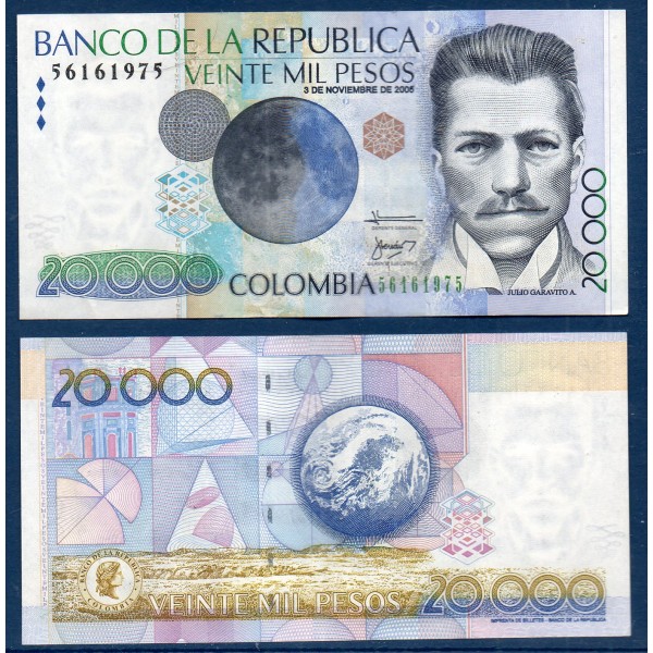 Colombie P.454k, sup Billet de 20000 Pesos 3.11.2005 Julio Garavito Armero