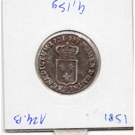 1/6 Ecu de France 1721 9 Rennes Louis XV TB