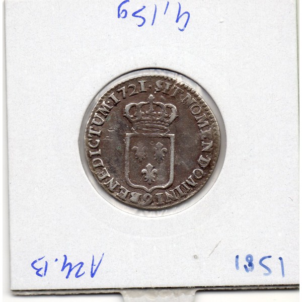 1/6 Ecu de France 1721 9 Rennes Louis XV TB