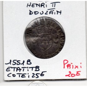 Douzain aux croissants 1551 B Rouen Henri II