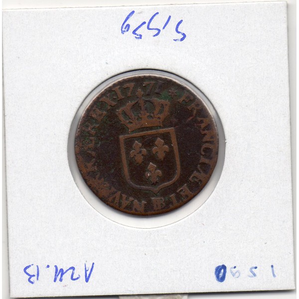 Demi sols a la vieille tête 1771 BB Strasbourg Louis XV TB-